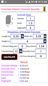 Concrete Calculator (Cement,Sand,Aggregate,Cost)