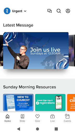 Android application Urgent Church screenshort