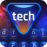 neon blue tech keyboard crystal science cloud icon