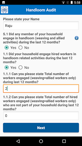 Handloom Census Screen 3
