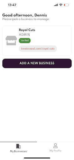 Android application TreatMePal for Business screenshort