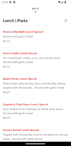 Agostinos Pizza and Pasta Screen 3