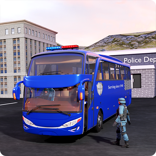 Police bus chase sim bus games logo