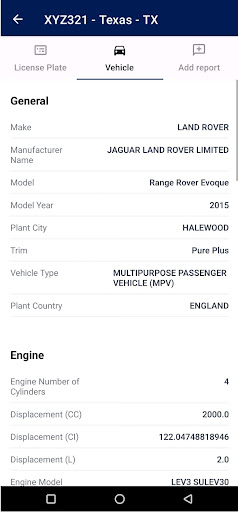 Report License Plate & Drivers Screen 3