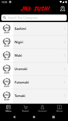 Android application JW's Sushi screenshort