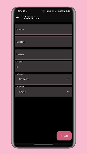 Pott: TOTP Authenticator Screen 2