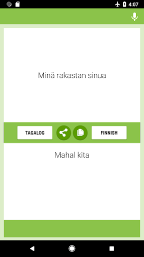Tagalog-Finnish Translator Screen 2