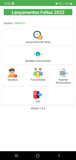 Android application Coletor de Faltas ACG Versão 1 screenshort