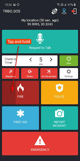 Android application TRBO.SOS screenshort