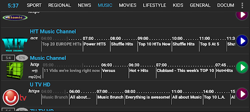 Android application TVStreams screenshort