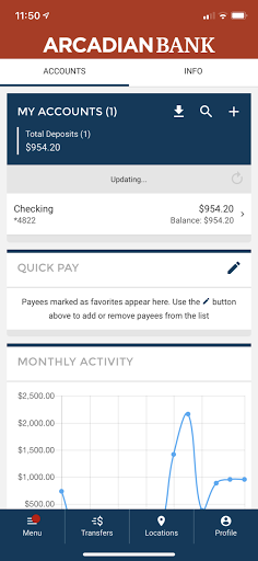 Arcadian Bank Screen 2