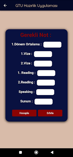GTU Hazırlık Puan Hesaplama Screen 2