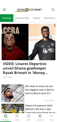 Android application Ghanasoccernet screenshort