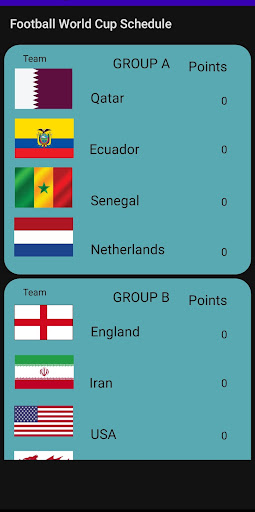 Android application Football World Cup Schedule screenshort