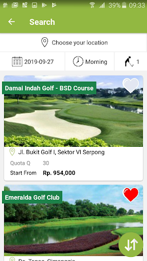 QAccess - Golf Course Booking Screen 3