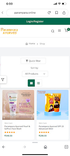 Android application Parampara Ayurved screenshort