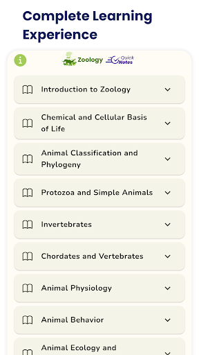 Android application Zoology Quick Notes screenshort