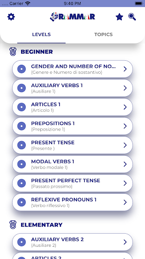 Android application Italian GrammarーLessons・Tests screenshort