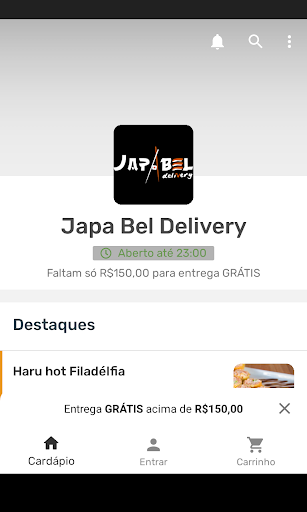 Android application Japa Bel Delivery screenshort