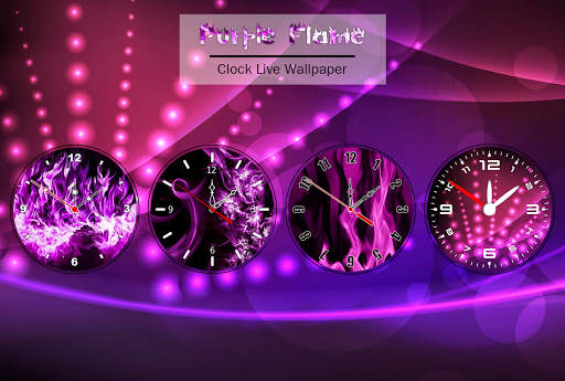 Android application Purple Flame Clock Wallpaper screenshort