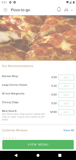 Pizza-to-go Screen 2