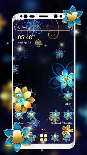 Android application Golden Blue Flower Themes screenshort