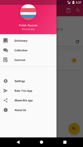Android application Polish Russian Dictionary screenshort