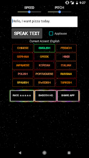 Android application Text to Speech (15 Accents) screenshort