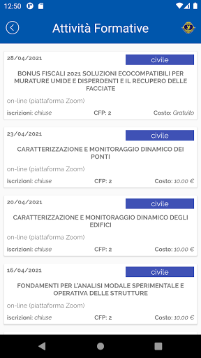 Android application Ordine Ingegneri Taranto screenshort