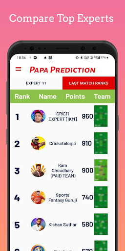 Android application Papa Prediction - Expert Teams screenshort