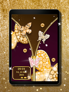 Gold Butterfly Diamond Zipper Lock 2.12 APK screenshots 6