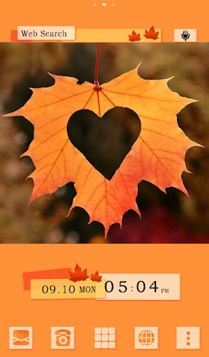 Android application Heart Carved Fall Leaf Theme screenshort