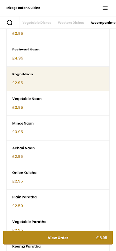 Mirage Indian Cuisine Screen 3