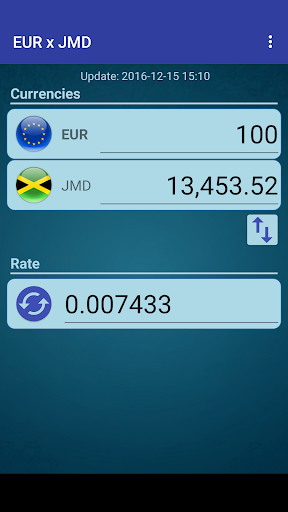 Android application Euro x Jamaican Dollar screenshort