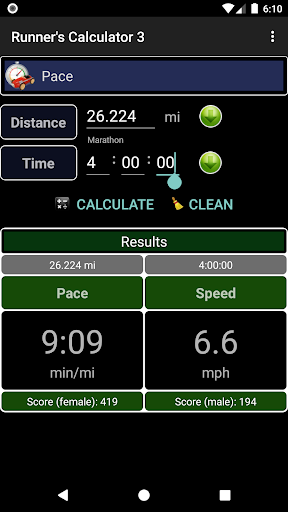 Android application Runner's Calculator 3 screenshort