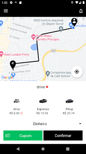 Android application São pedro drive passageiro screenshort