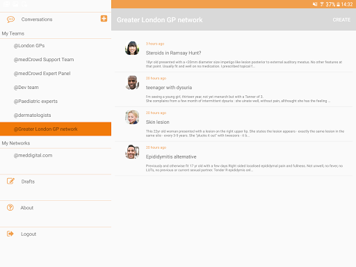 medCrowd instant messaging