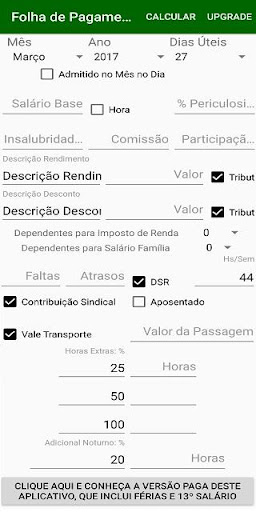 Android application Folha de Pagamento screenshort