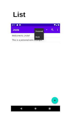 Android application Jnote screenshort