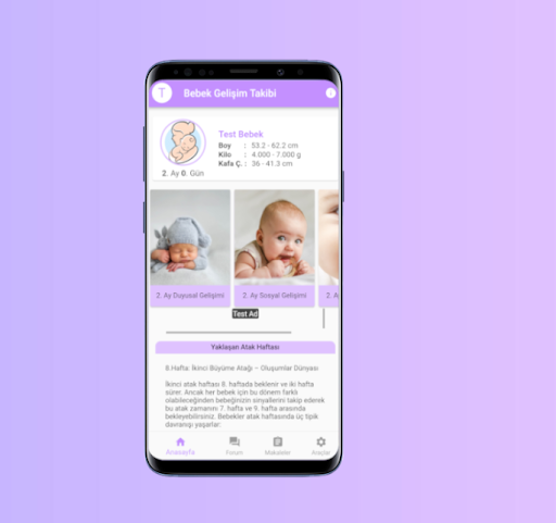 Android application Bebek Gelişim Takibi screenshort