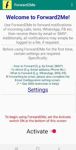 Android application Forward2Me screenshort