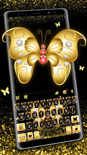 Android application Shine Gold Butterfly Keyboard screenshort