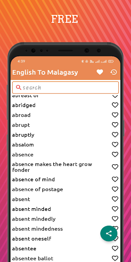Android application English To Malagasy Dictionary screenshort
