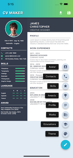 CV Resume Maker Screen 2