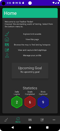 Android application Feather Finder screenshort
