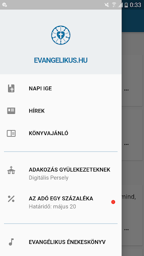 Android application Evangélikus.hu screenshort