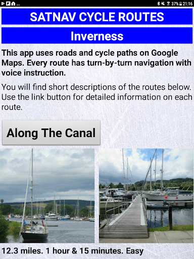 Android application Satnav Cycle Routes –Inverness screenshort