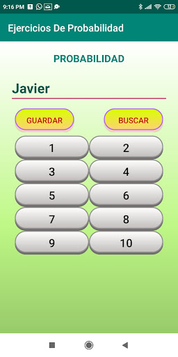 Android application Probabilidad screenshort