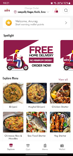 Android application Aasife Biriyani Food Delivery screenshort