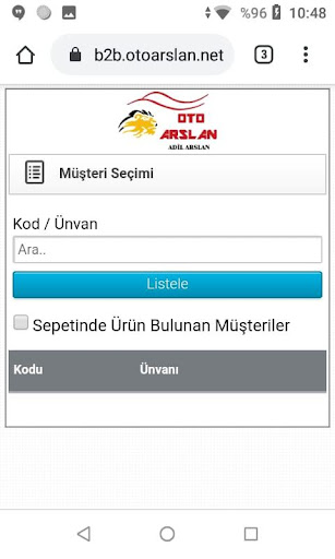 Arslan Otomotiv B2B Screen 3
